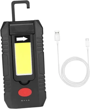 USB Rechargeable Magnetic with Rotating Cob Lamp Camping Flashlight with Clip Hook Modes for Emergency Repair and Outdoor Use