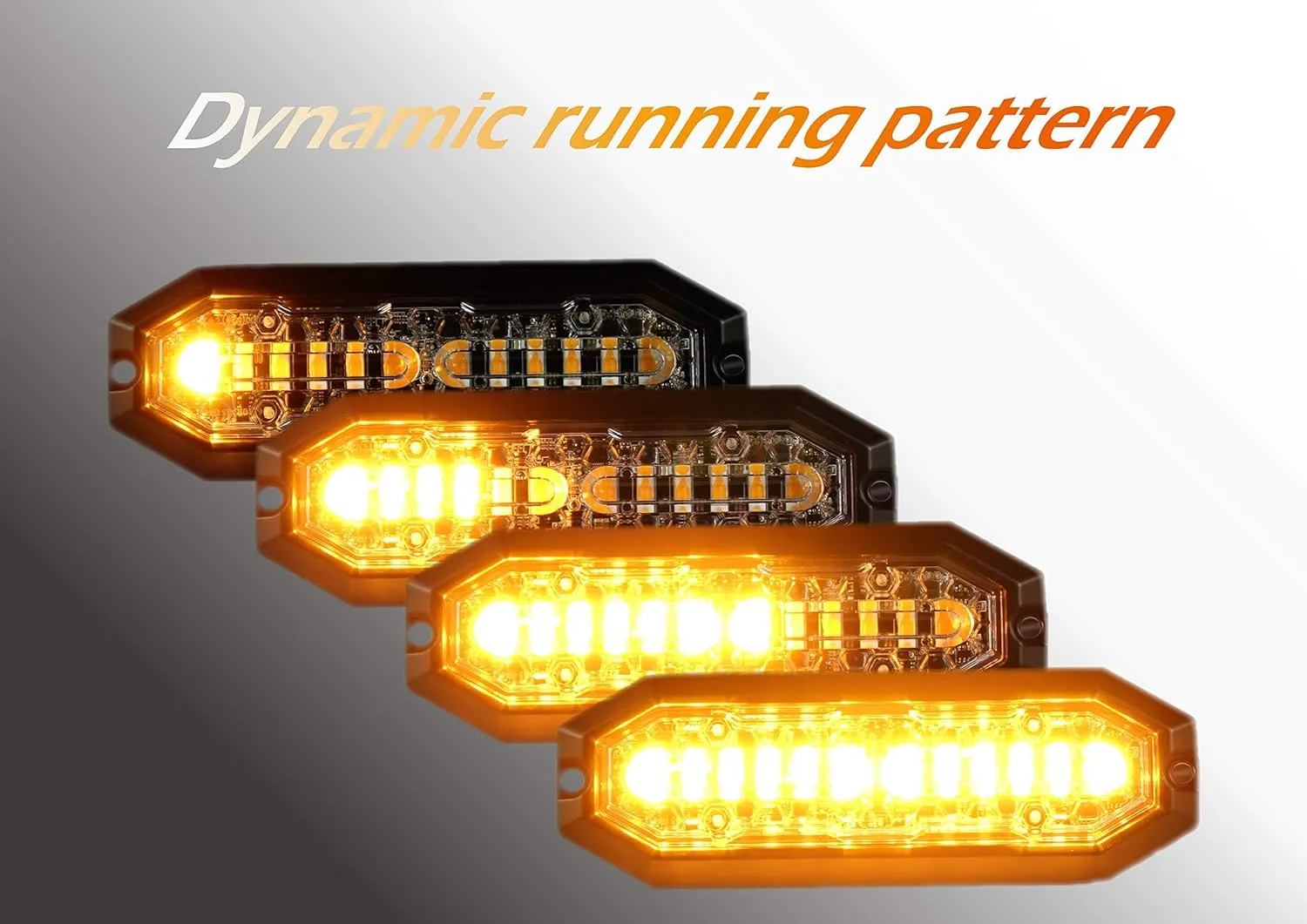 UT01 Surface Mount Warning Emergency Strobe Grille Light Head [SAE class 1] [Dual Color] [IP68] for Police and Tow Truck Construction Vehicle A/B/R/W (Amber/White, 6   6 LED)