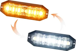 UT01 Surface Mount Warning Emergency Strobe Grille Light Head [SAE class 1] [Dual Color] [IP68] for Police and Tow Truck Construction Vehicle A/B/R/W (Amber/White, 6   6 LED)