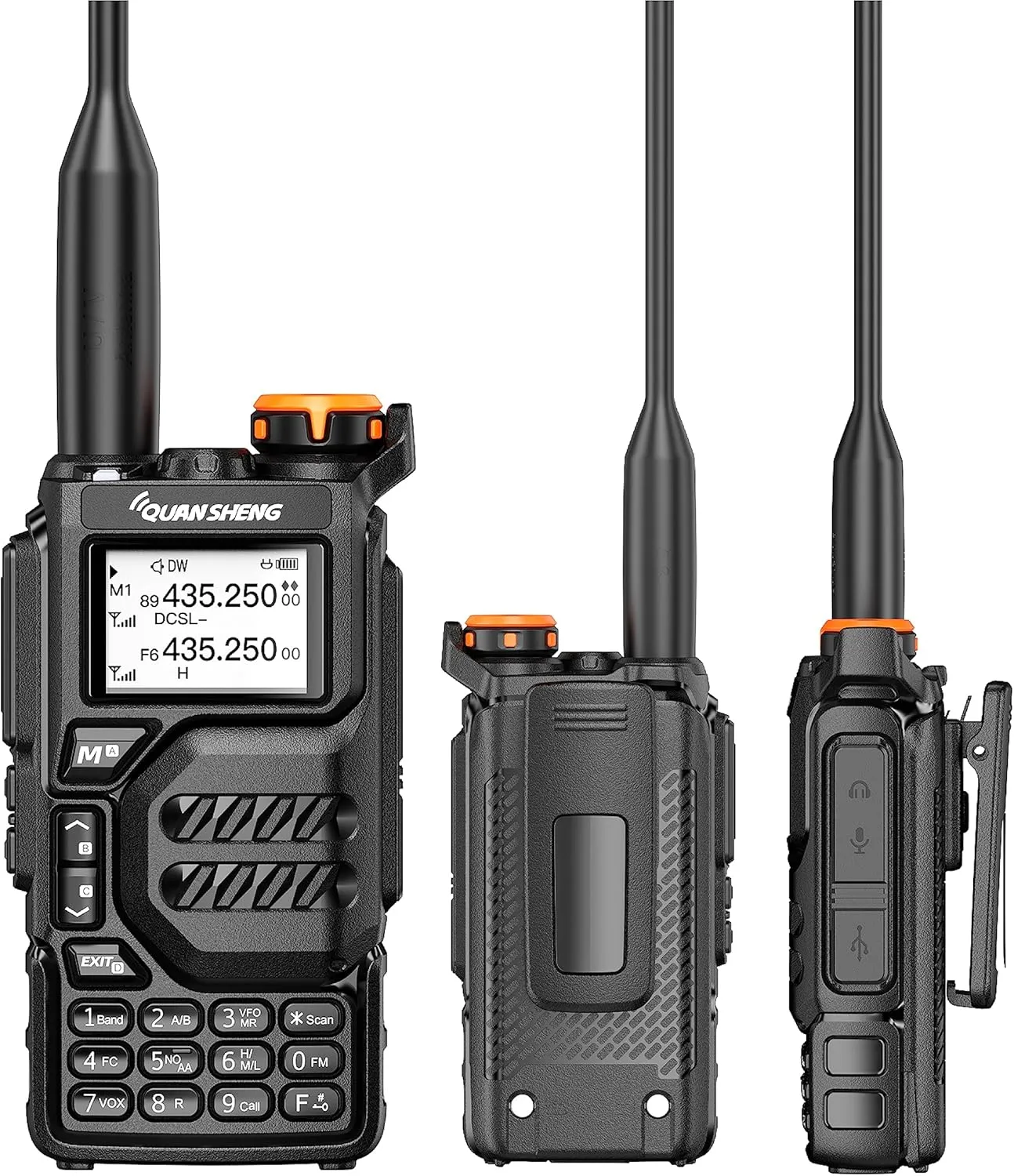 UV-K5 Walkie Talkie Dual Band 5W Rechargeable Two Way Radio NOAA Emergency Weather Receiver with Type-C Charging Cable, Headset (Black 1 Pack)