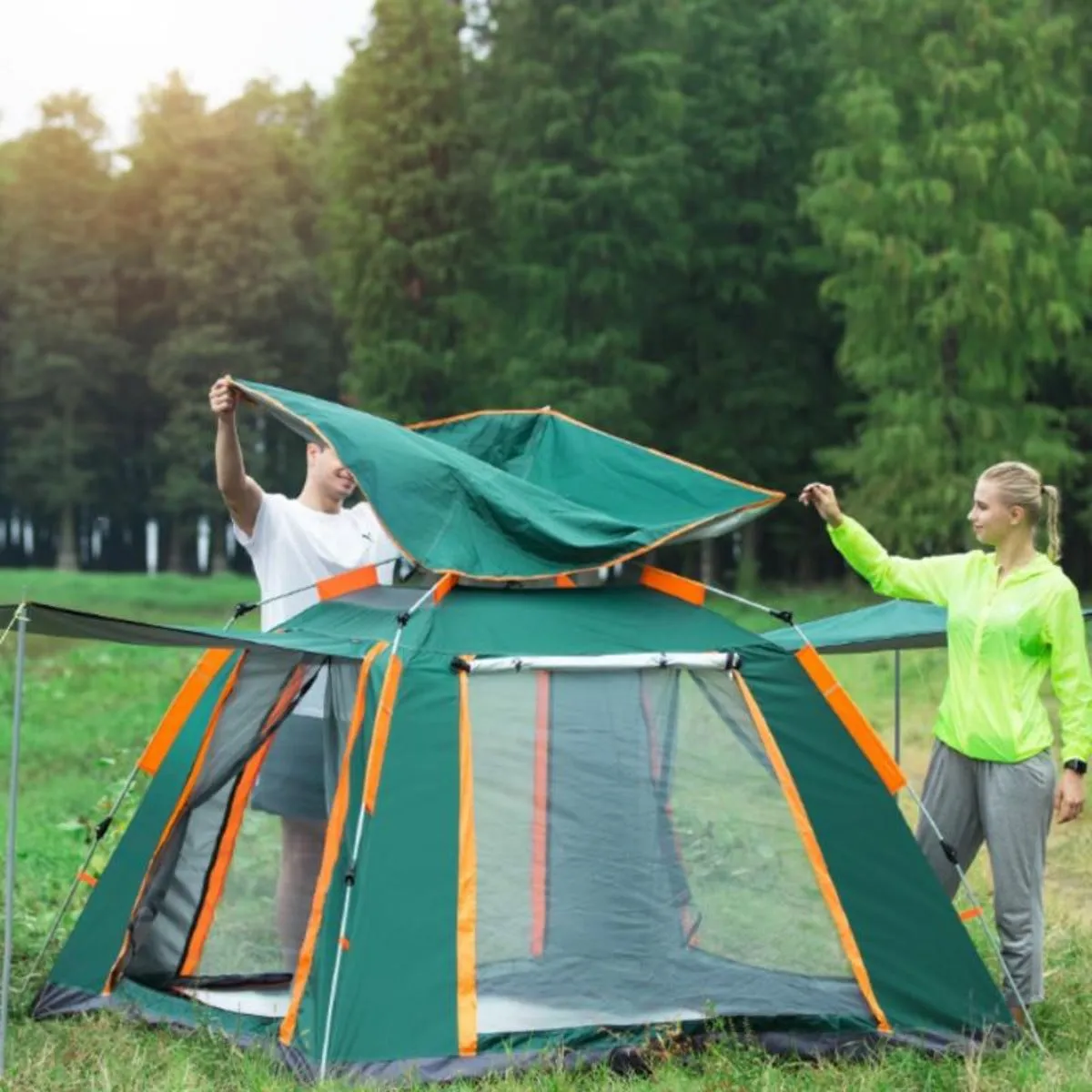 UV-Resistant Waterproof Camping Tent - Spacious Double Layer Design