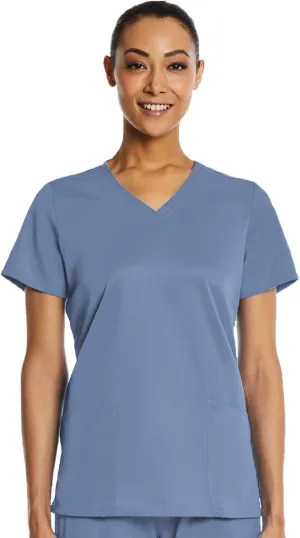 V-Neck Scrub Top for Women 2 Pocket 4-Way Stretch for Medical Dental Spa EL9105