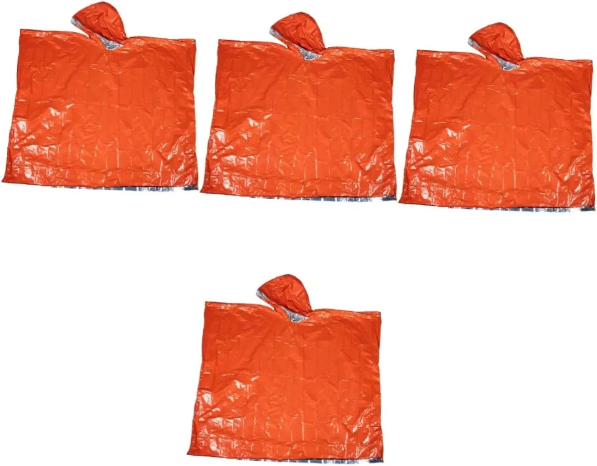 VANZACK 4pcs Emergency Rain Poncho Full Body Survival Poncho for Outdoor Activities Lightweight Reflective Raincoat for Camping Fishing Hiking Emergency Relief