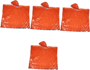 VANZACK 4pcs Emergency Rain Poncho Full Body Survival Poncho for Outdoor Activities Lightweight Reflective Raincoat for Camping Fishing Hiking Emergency Relief