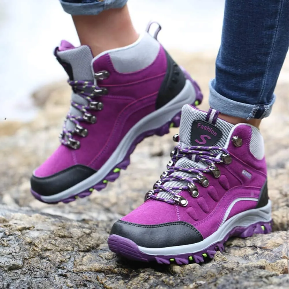 VARSKARC Women's Anti-Slip Lightweight Breathable Hiking Shoes Quick-Dry Trekking Shoes Low-Heeled Sneakers