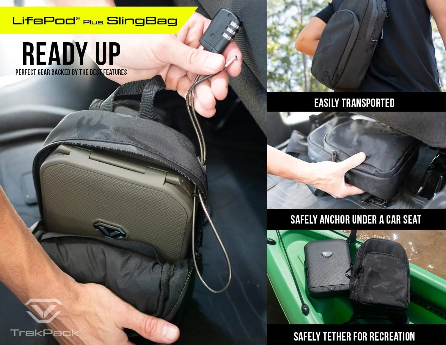 Vaultek LifePod 1.0 Combo | Secure Waterproof Travel Case & Rugged Electronic Lock Box with SlingBag Travel System | Backlit Keypad, 4‑Digit Code Access, Anti‑Impact Latch | Signature Series Kit