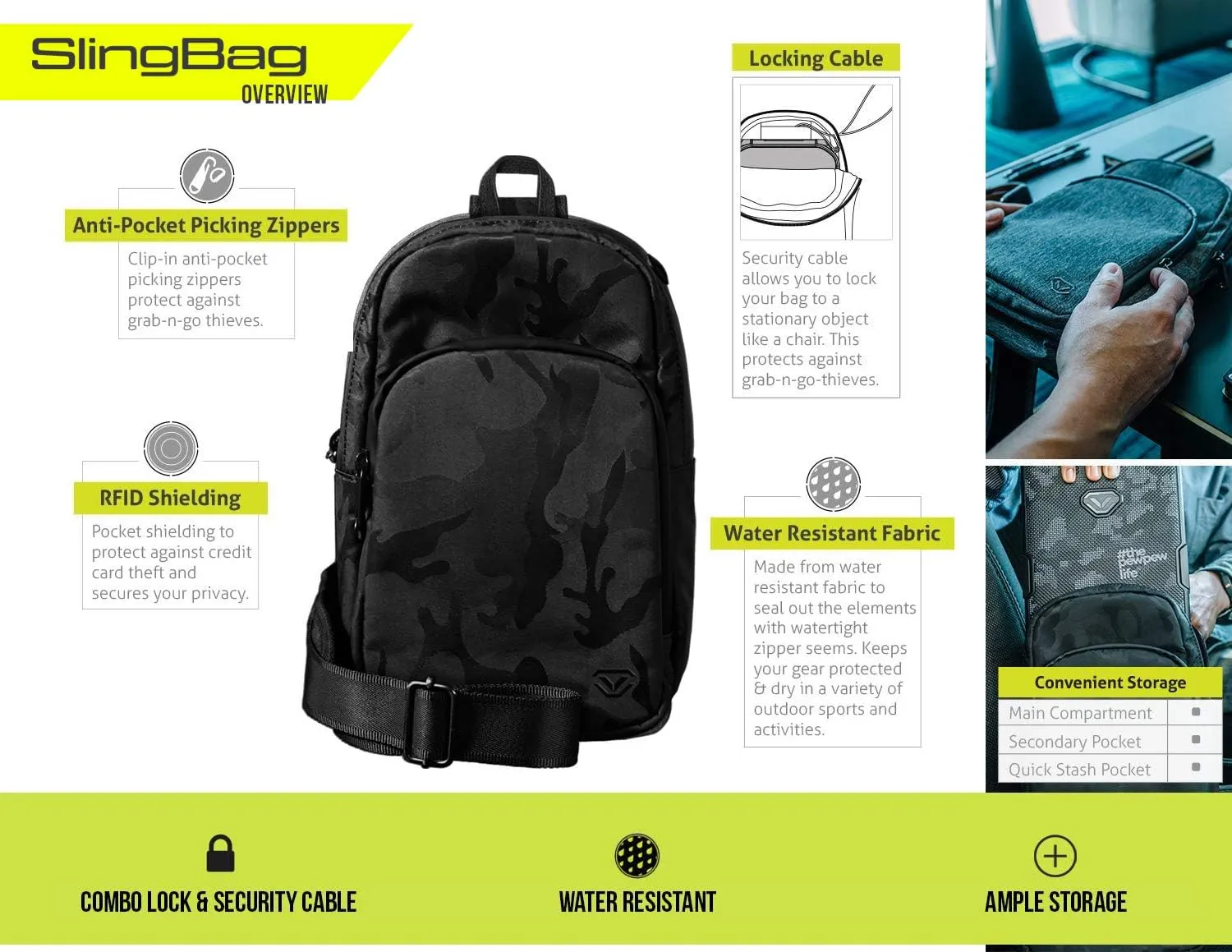 Vaultek LifePod 1.0 Combo | Secure Waterproof Travel Case & Rugged Electronic Lock Box with SlingBag Travel System | Backlit Keypad, 4‑Digit Code Access, Anti‑Impact Latch | Signature Series Kit