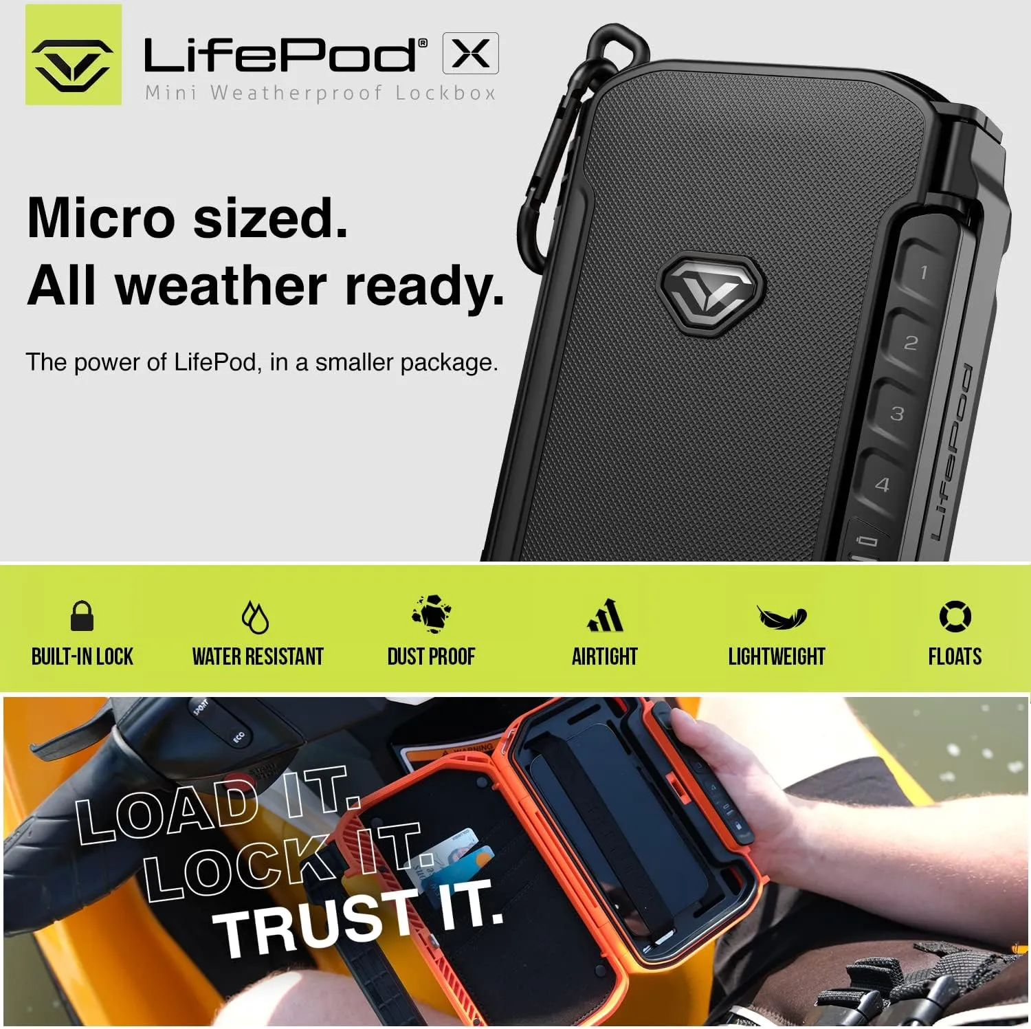 Vaultek LifePod X | High Capacity Waterproof Travel Case & Rugged Biometric Safe | Portable Organizer with Biometric Scanner, Backlit Keypad, Anti‑Impact Latch, Interior Foam | Signature Series Kit