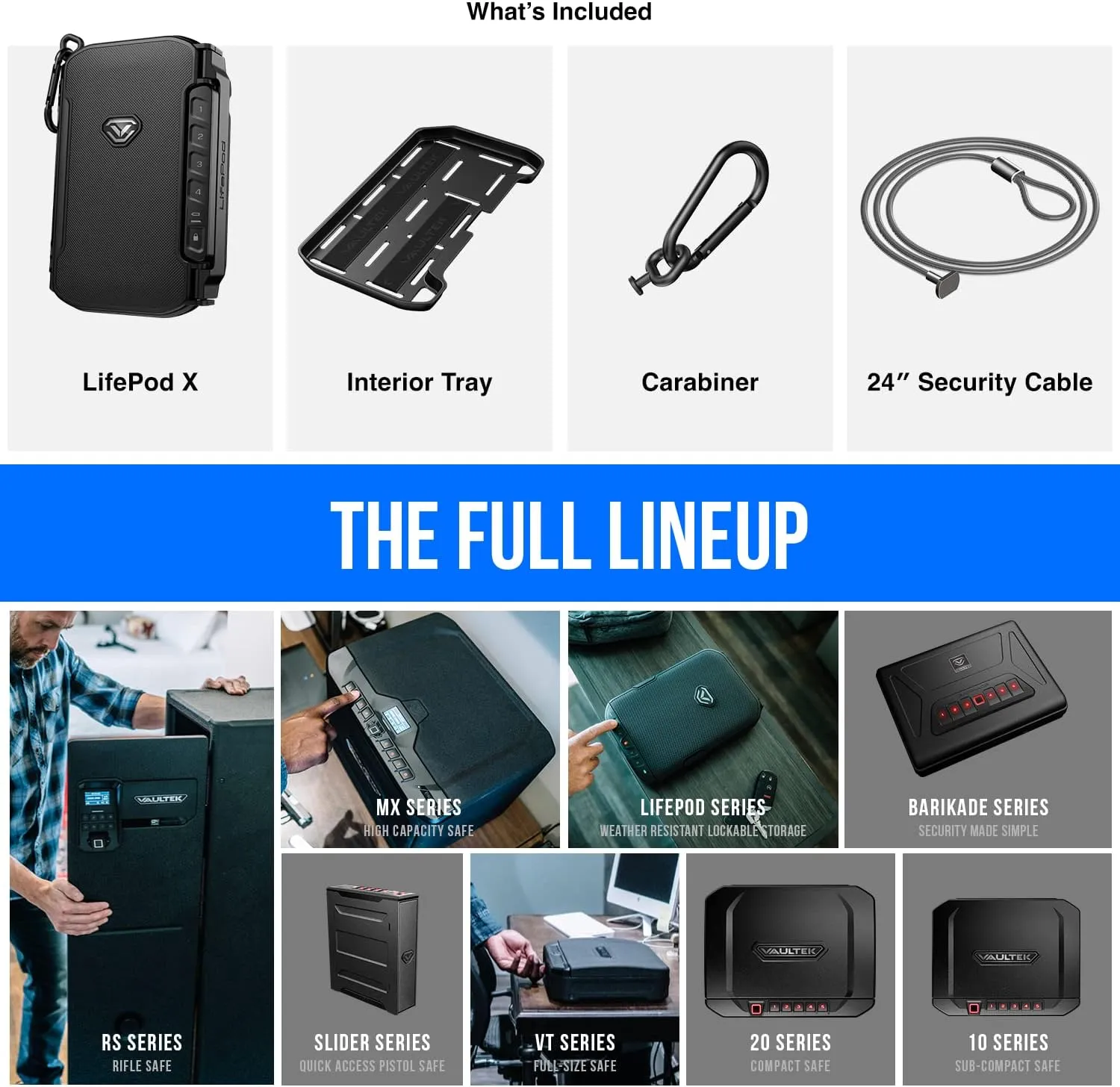 Vaultek LifePod X | High Capacity Waterproof Travel Case & Rugged Biometric Safe | Portable Organizer with Biometric Scanner, Backlit Keypad, Anti‑Impact Latch, Interior Foam | Signature Series Kit