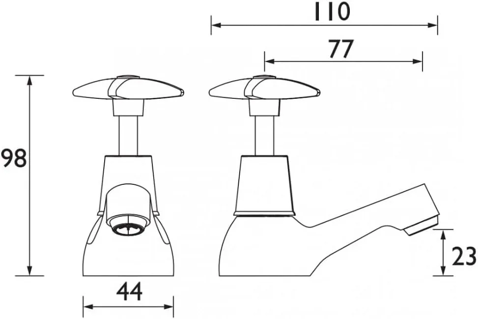 VAX 1/2 C 5412 Cross Top Basin Taps - Chrome Plated