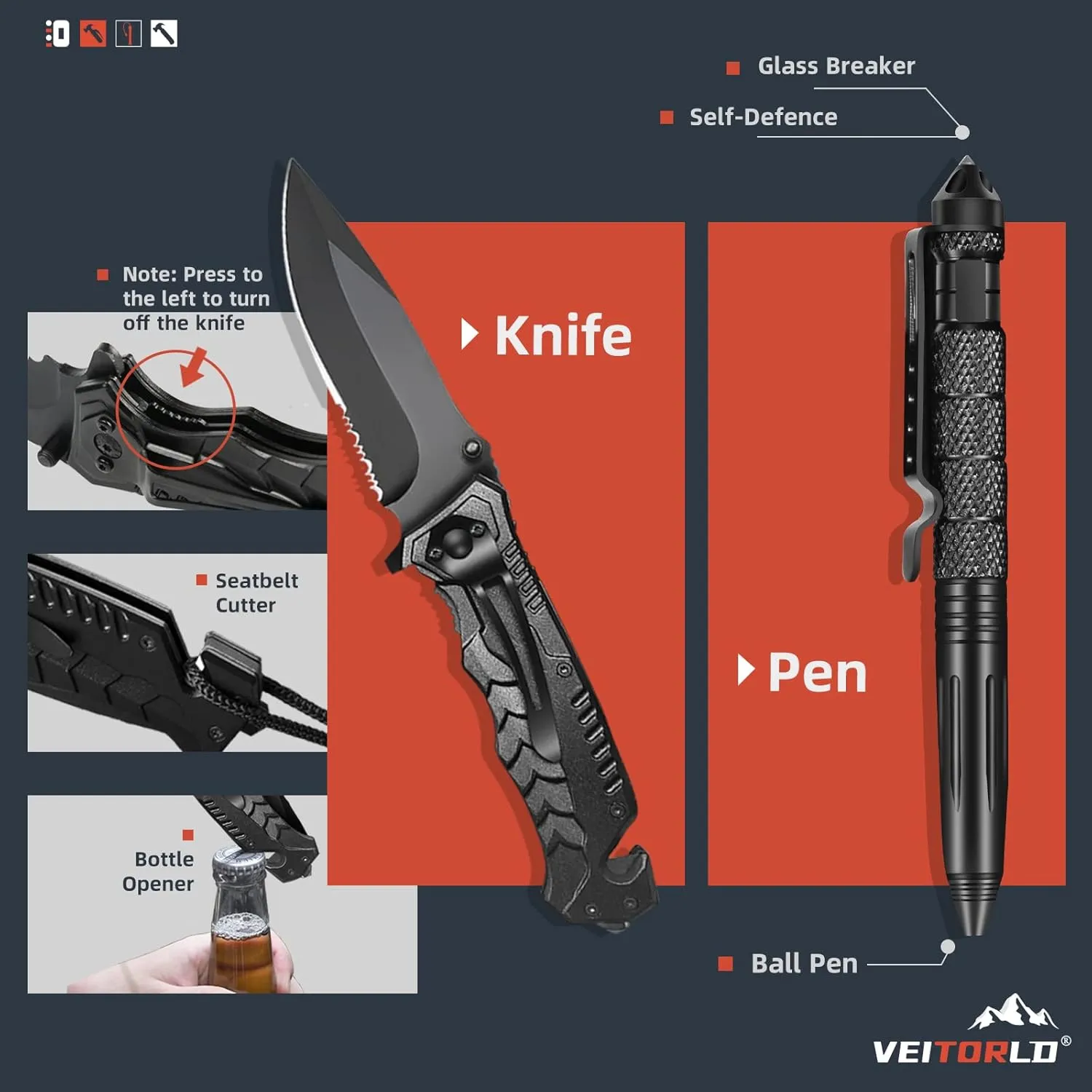 VEITORLD Gifts for Men Him Husband Dad Fathers Day - Survival Gear and Equipment 12 in 1, Survival Kits - Cool Fishing Hunting Camping Anniversary Birthday Gifts for Man Teen Boy Boyfriend Women