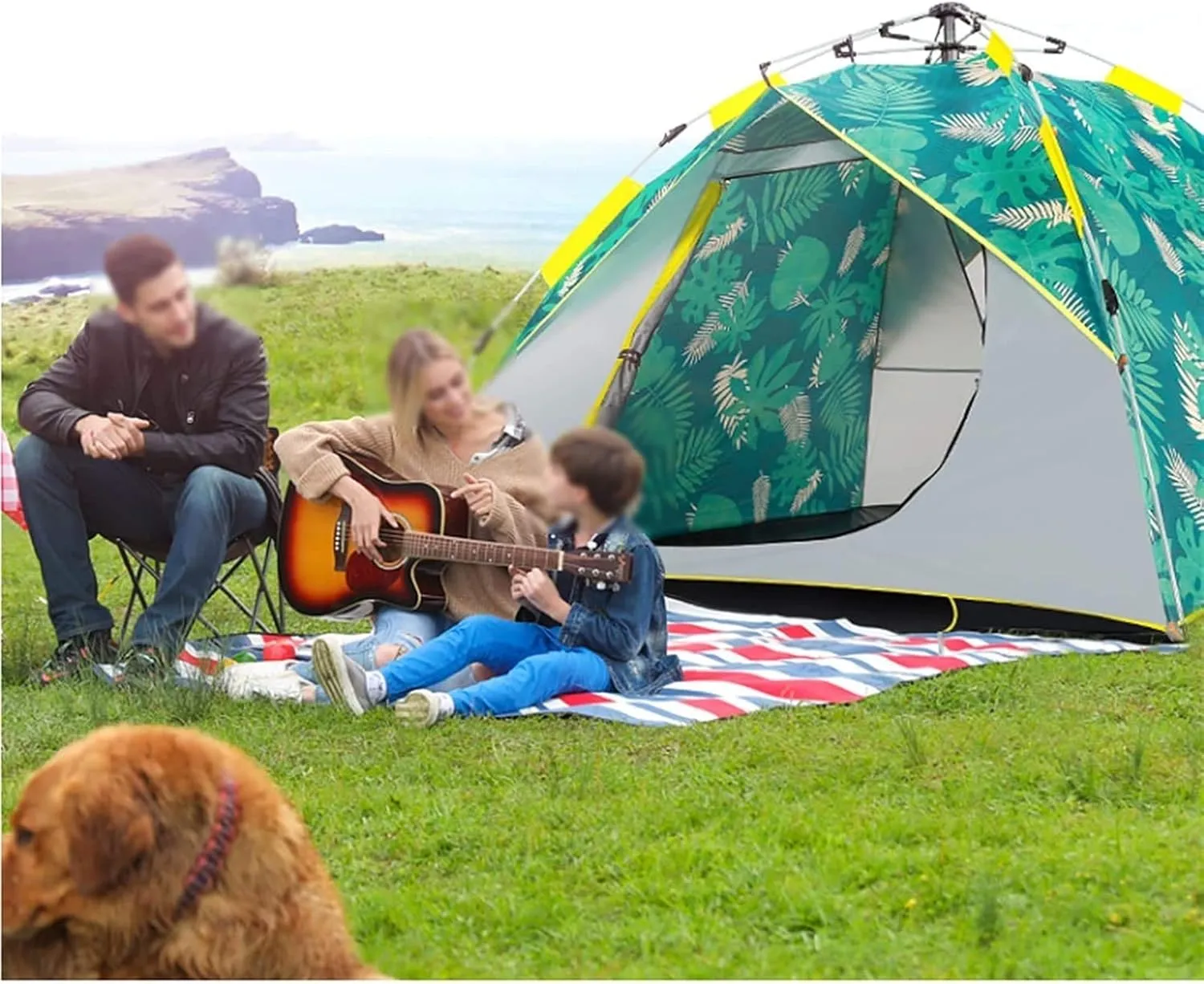 VejiA Tent Waterproof Anti- Tent Automatic Quick Setup Family Tent Outdoor Camping Tent able Tents Two Layer Tents Sunshade Outdoor