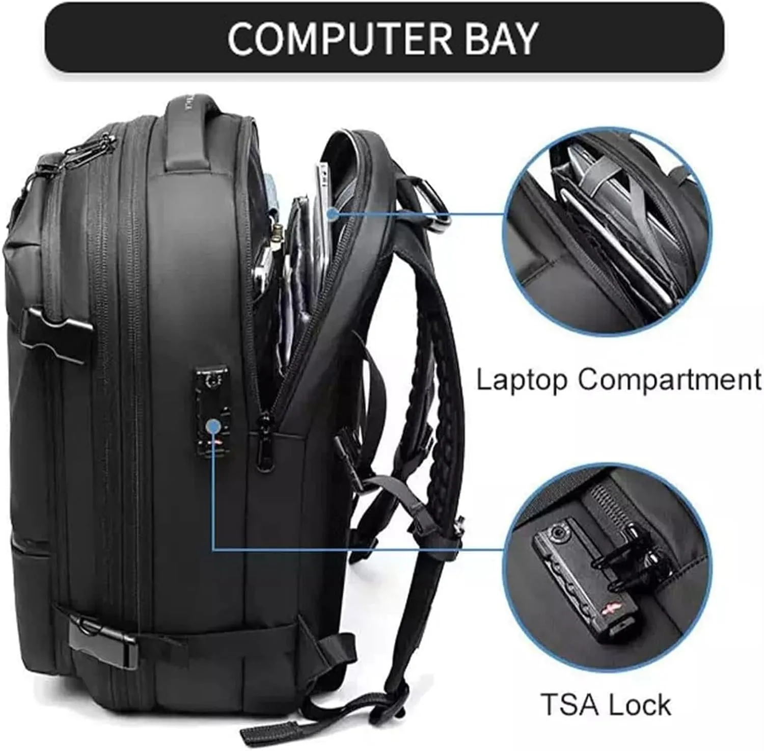 Veloutte Travel Backpack, 60l Vacpack Backpack with Vacuum, Multifunctional Waterproof Expandable Anti-Theft Pack (Blue-2.0 With Air Pump)