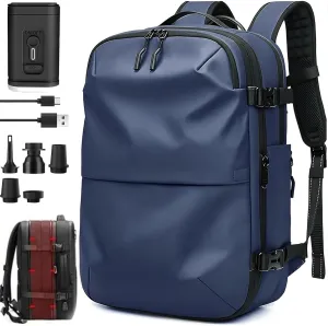 Veloutte Travel Backpack, 60l Vacpack Backpack with Vacuum, Multifunctional Waterproof Expandable Anti-Theft Pack (Blue-2.0 With Air Pump)