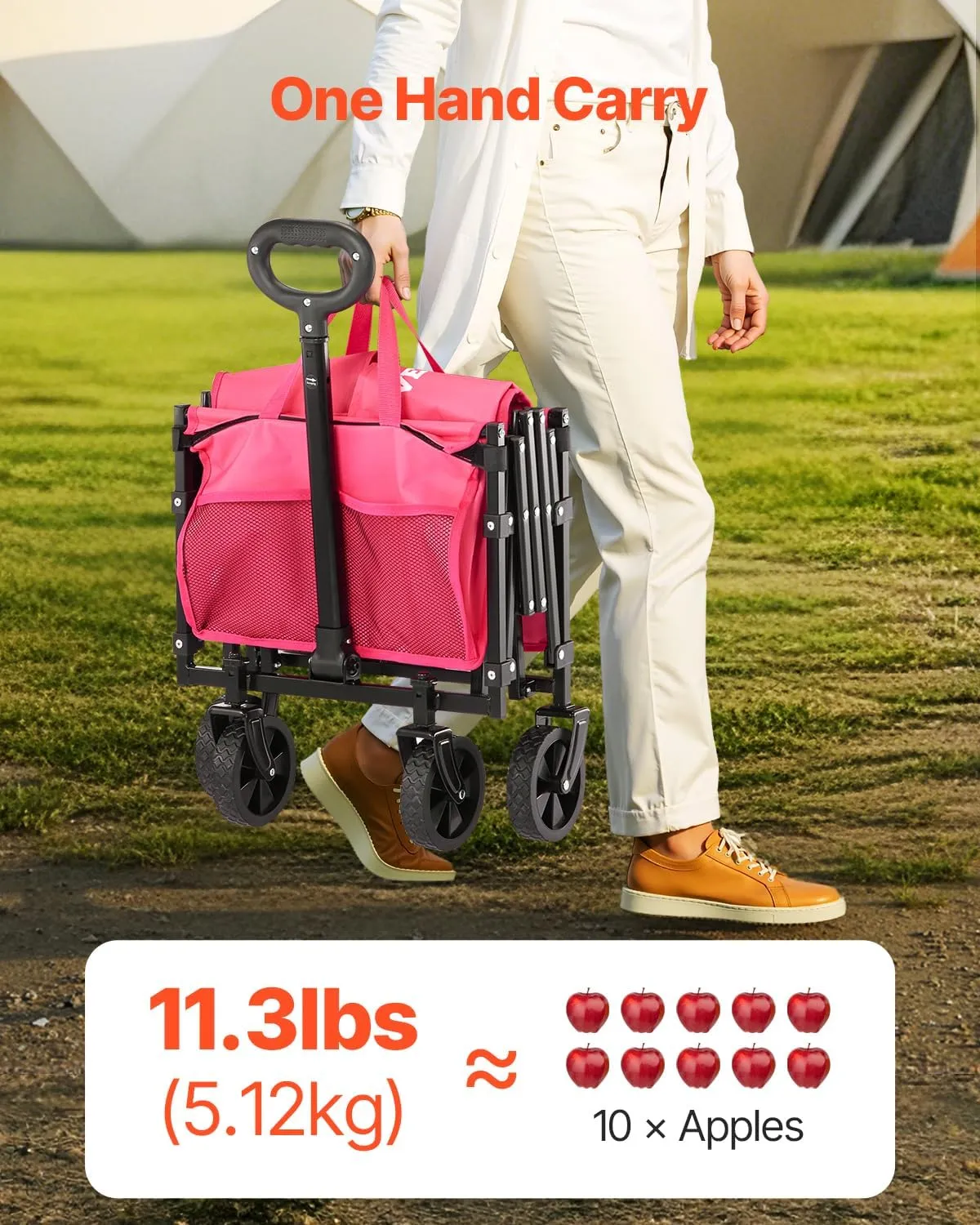VEVOR Collapsible Wagon Cart with Wheels Foldable, 120L 225LBS Heavy Duty Folding Wagon, Portable Utility Grocery Cart for Groceries Camping Sports Shopping Garden with Adjustable Handle