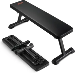 VEVOR Flat Weight Bench, Foldable Strength Training Bench, Utility Workout Bench for Full Body Workout, 1000 LBS Press Bench for Home Gym Exercise, for Multi-Purpose Weight Training and Ab Exercises