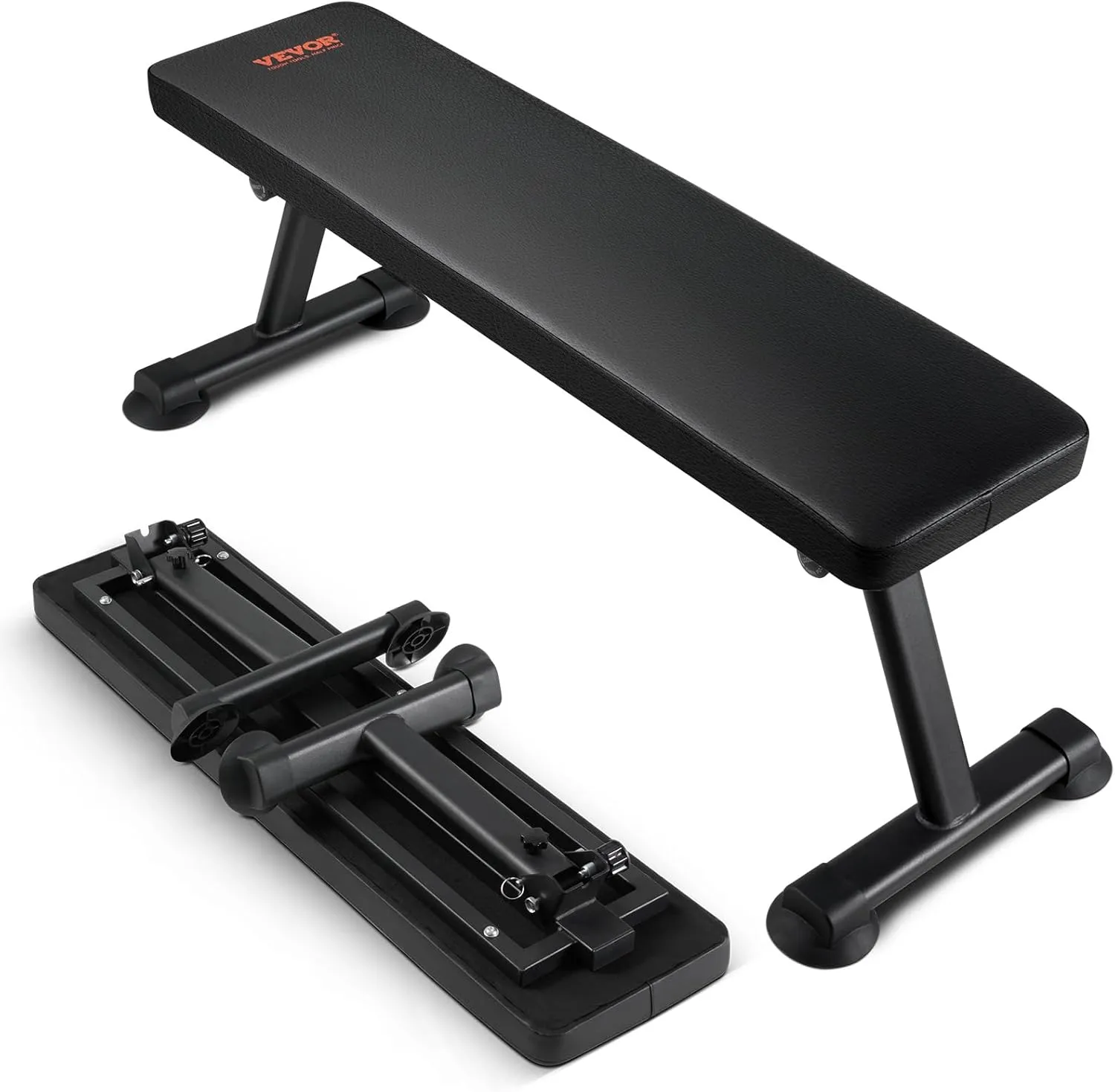 VEVOR Flat Weight Bench, Foldable Strength Training Bench, Utility Workout Bench for Full Body Workout, 1000 LBS Press Bench for Home Gym Exercise, for Multi-Purpose Weight Training and Ab Exercises