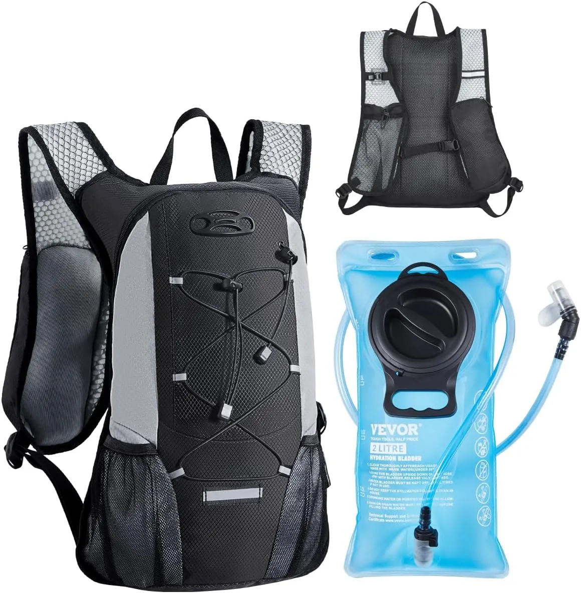 VEVOR Hydration Backpack, Water Backpack with TPU Water Bladder, Tactical Molle Hiking Hydration Pack with Storage for Men Women, Hydro Water Daypack for Hiking Running Cycling Camping