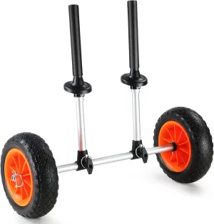 VEVOR Kayak Cart, 280lbs Load Capacity with 10 Inch Solid Tires, Heavy Duty Detachable Canoe Trolley Cart with Adjustable Width & Top Foam Protection, for Kayaks with Drain Holes of 2.54mm and Above