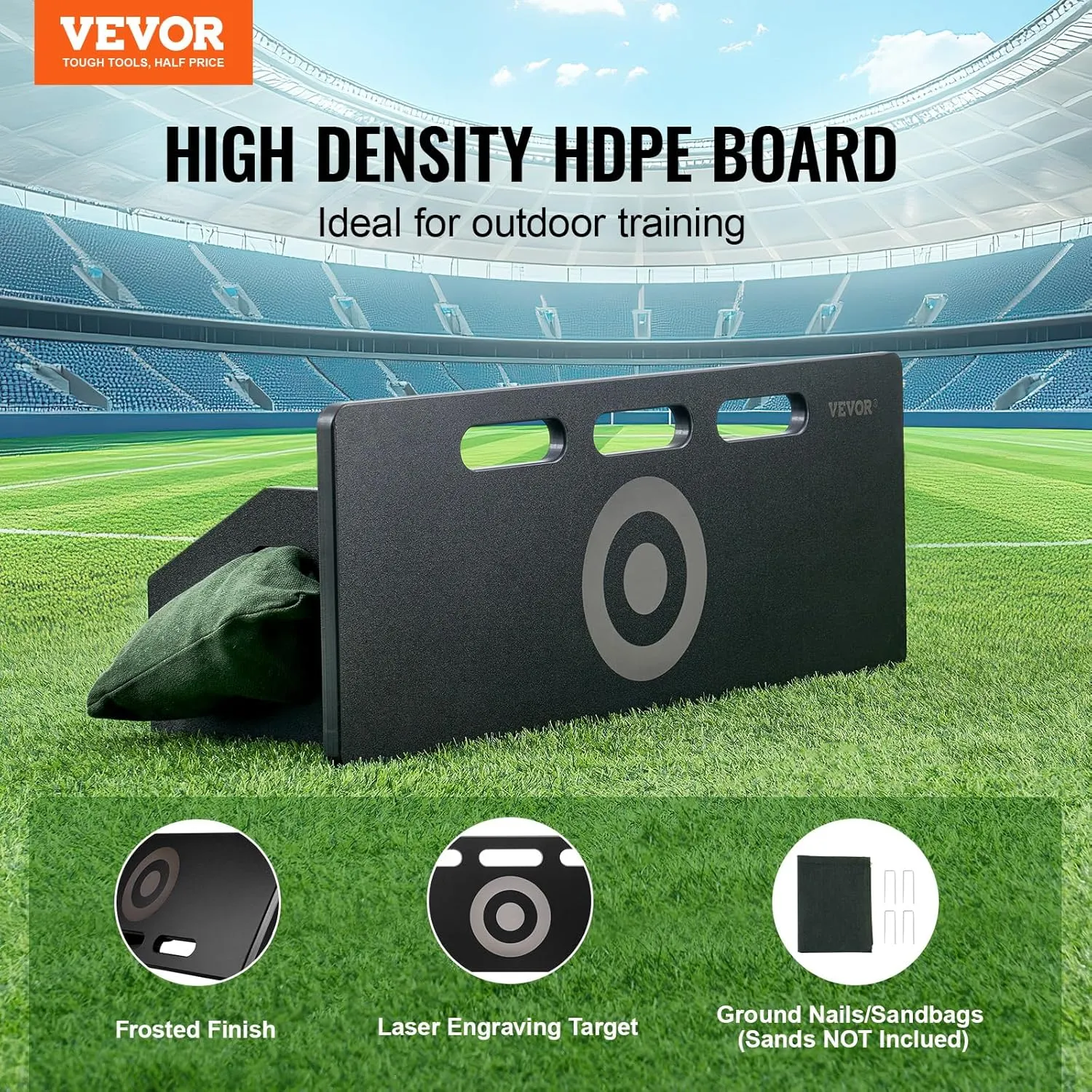 VEVOR Soccer Rebounder Board, Portable Soccer Wall with 2 Angles Rebound, Foldable HDPE Kickback Rebound Board, Soccer Training Equipment for Kids and Adults, Passing & Shooting Practice