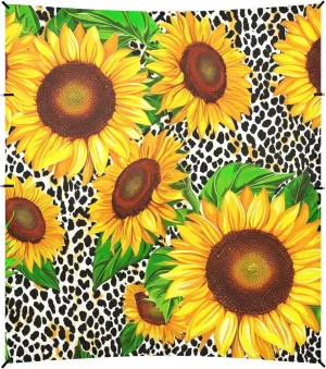 Vibrant Sunflowers Leopard Print Canopy Tent Beach Outdoor Patio Sun Shade Picnic Travel Camping Sun Shelter Sunshade with Anchor Poles Easy up 9.2 × 10.5 FT