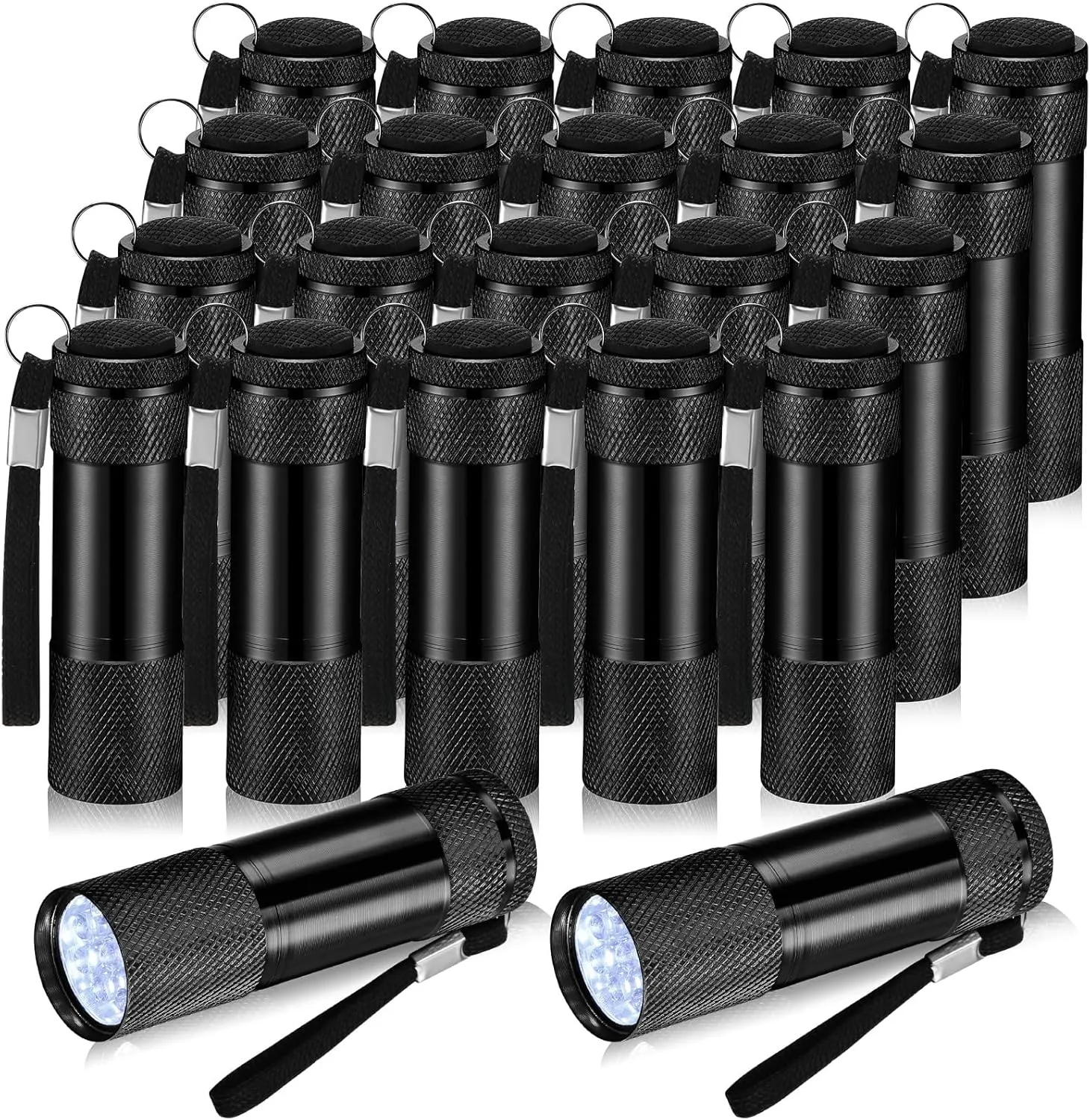 VIHOSE 20 Pcs Mini Flashlights Bulk, Bright Aluminum Handheld Flash Light with Lanyard Small LED Flashlights for Night Reading Emergency Hurricane Camping Hiking, Batteries Not Included(Black)