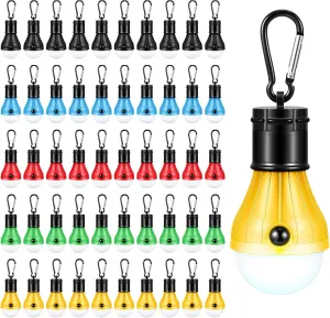 VIHOSE 50 Pcs Camping Lantern Bulb Portable Tent Lamp Waterproof Tent Lights Clip Hook Hurricane Emergency Lights Bulk Outdoor Battery Powered Led Camping Tent Lantern for Hiking Backpacking Outage