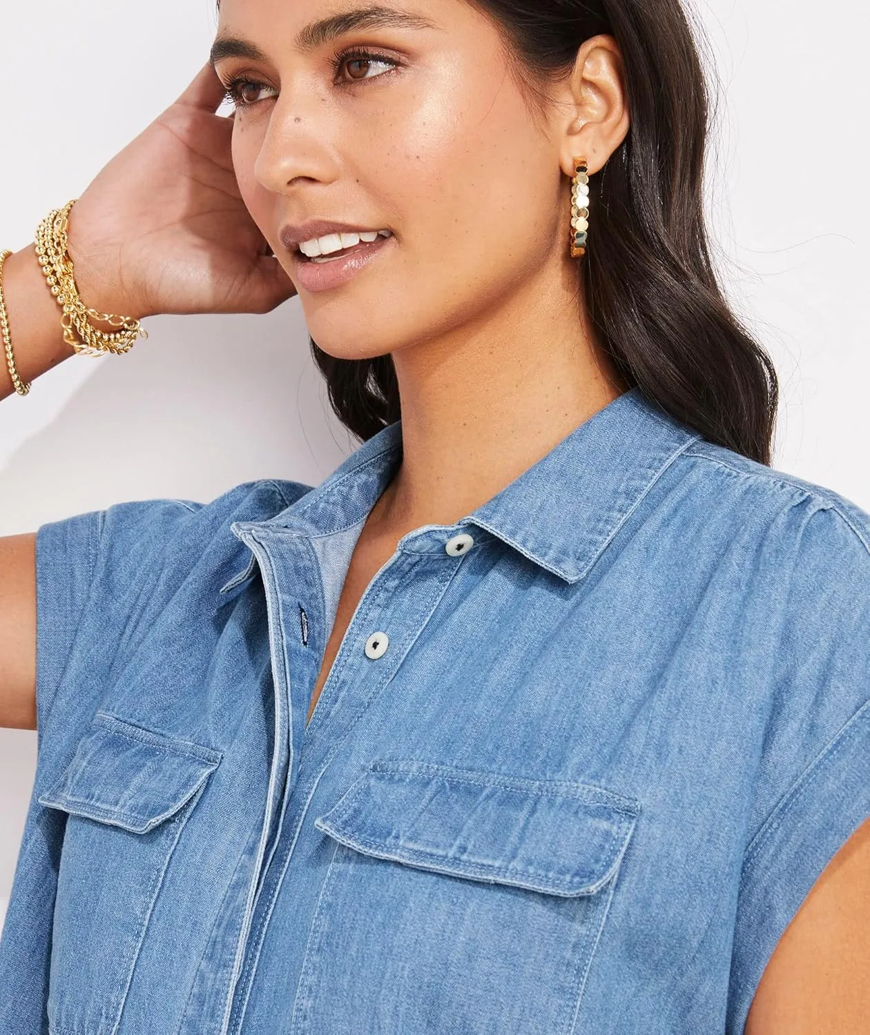 vineyard vines Women's Chambray Utility Margo Shirtdress