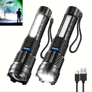 Voltguard X95 Tactical Flashlight, 2 PCS Tactical Flashlight, with 7 Light Modes, Ipx6 Waterproof, with Strobe, 18650 Battery Powered, Camping 2025 Must Haves (2 PCS)