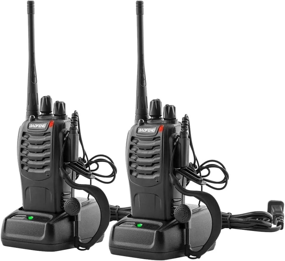 Walkie Talkies Baofeng 888S Rechargeable Walkie-Talkies Long Range with Earpieces for Adults, 2 Way Radios Kids walkie talkies 2 Pack Li-ion Battery and Charger