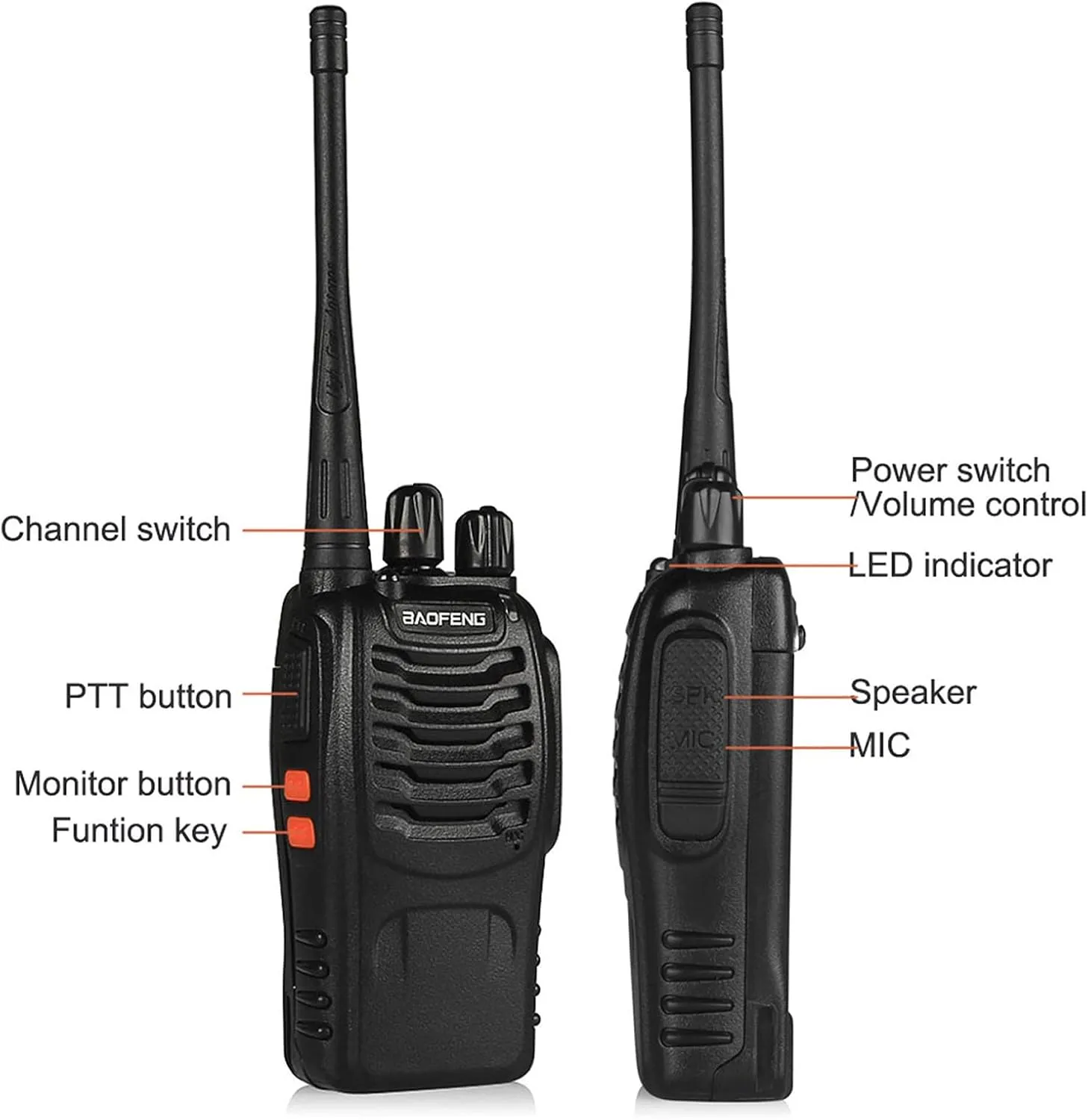 Walkie Talkies for Adults Long Range Baofeng BF-888S Professional Handheld 16 Channel Two Way Radio with Earpieces, Rechargeable Battery, Flashlight, Walky Talky for Family Hiking Skiing(6 Pack)