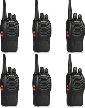 Walkie Talkies for Adults Long Range Baofeng BF-888S Professional Handheld 16 Channel Two Way Radio with Earpieces, Rechargeable Battery, Flashlight, Walky Talky for Family Hiking Skiing(6 Pack)