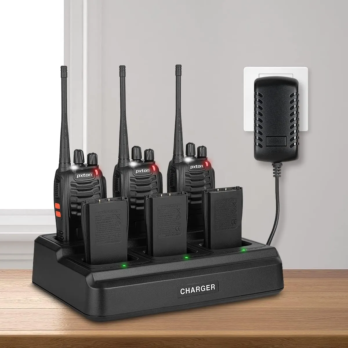 walkie talkies for Adults Long Range with Upgraded Earpiece,radios walkie talkies Rechargeable Portable Two Way Radios with 6 Way Multi Gang Charger and Li-ion Battery (6 Pack)