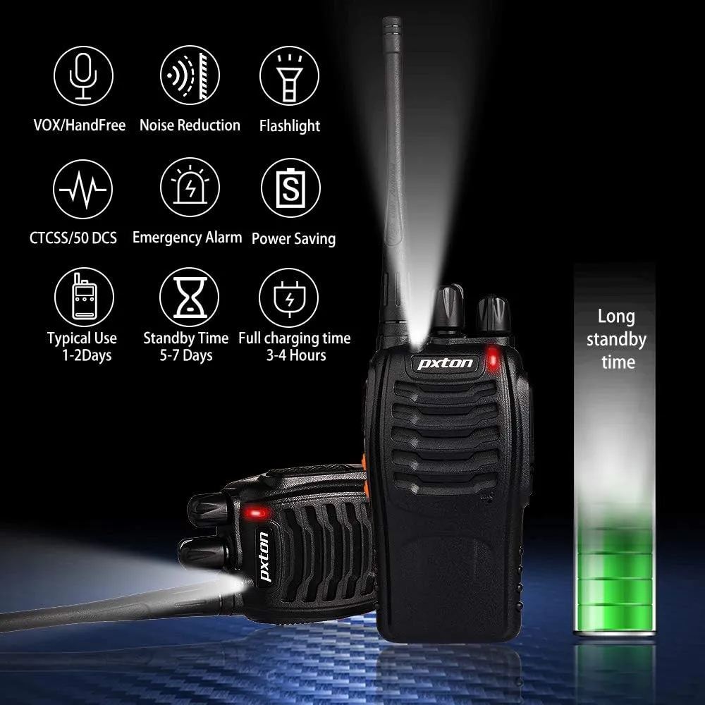 Walkie Talkies for Adults Two Way Radios Long Range with Headphones,16 Channel Handheld 2 Way Radio Rechargeable with Flashlight Li-ion Battery and Charger（10 Pack）