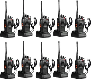 Walkie Talkies for Adults Two Way Radios Long Range with Headphones,16 Channel Handheld 2 Way Radio Rechargeable with Flashlight Li-ion Battery and Charger（10 Pack）