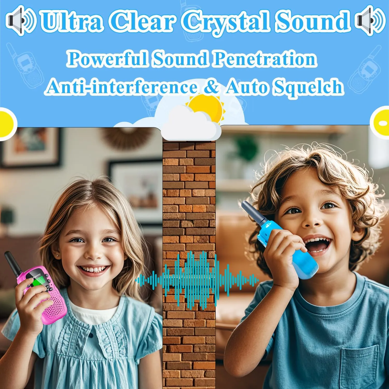 Walkie Talkies for Kids, Walkie Talkie Toys for Girls Boys, Outdoor Toys for Ages 4-8-12, Built-in Flashlight, 22 Channels, Birthday Gifts for 3 4 5 6 7 8 9 10 Year Old Girl Boys