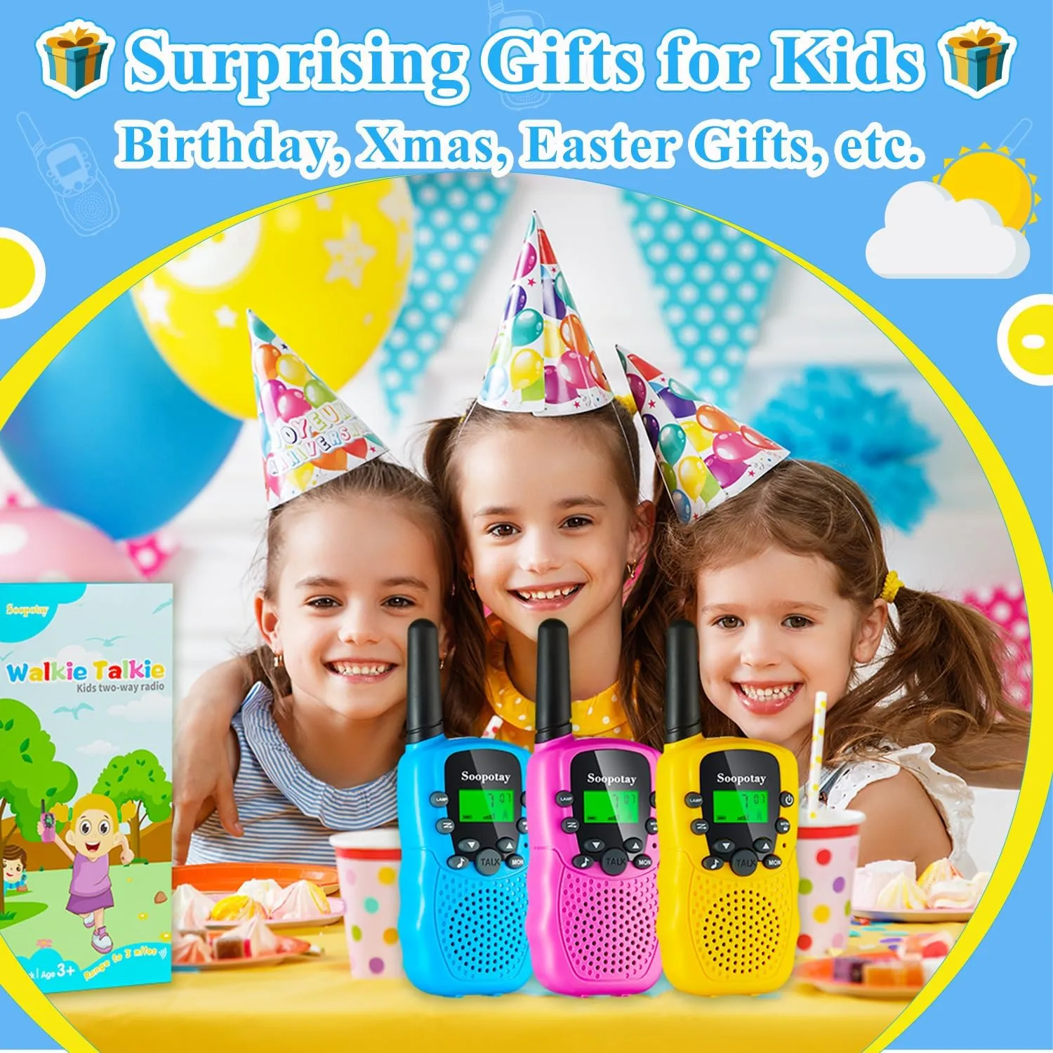 Walkie Talkies for Kids, Walkie Talkie Toys for Girls Boys, Outdoor Toys for Ages 4-8-12, Built-in Flashlight, 22 Channels, Birthday Gifts for 3 4 5 6 7 8 9 10 Year Old Girl Boys