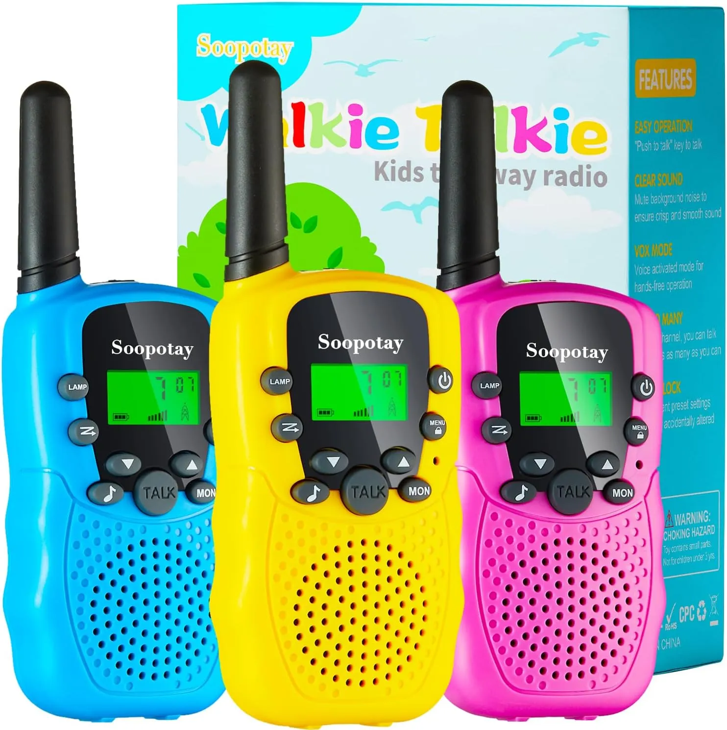 Walkie Talkies for Kids, Walkie Talkie Toys for Girls Boys, Outdoor Toys for Ages 4-8-12, Built-in Flashlight, 22 Channels, Birthday Gifts for 3 4 5 6 7 8 9 10 Year Old Girl Boys