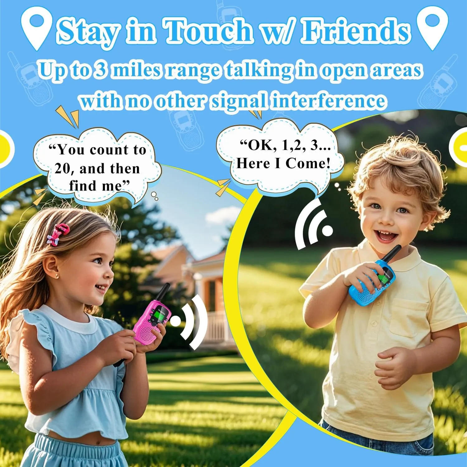 Walkie Talkies for Kids, Walkie Talkie Toys for Girls Boys, Outdoor Toys for Ages 4-8-12, Built-in Flashlight, 22 Channels, Birthday Gifts for 3 4 5 6 7 8 9 10 Year Old Girl Boys