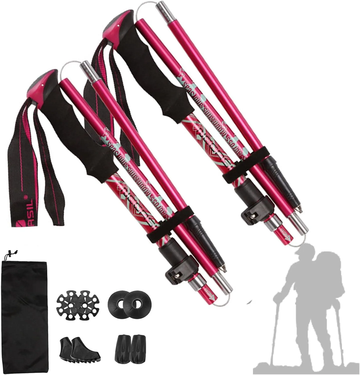 Walking Poles - 2 Pack Lightweight Walking Sticks Adjustable Trekking Poles for Hiking, Camping & Backpacking