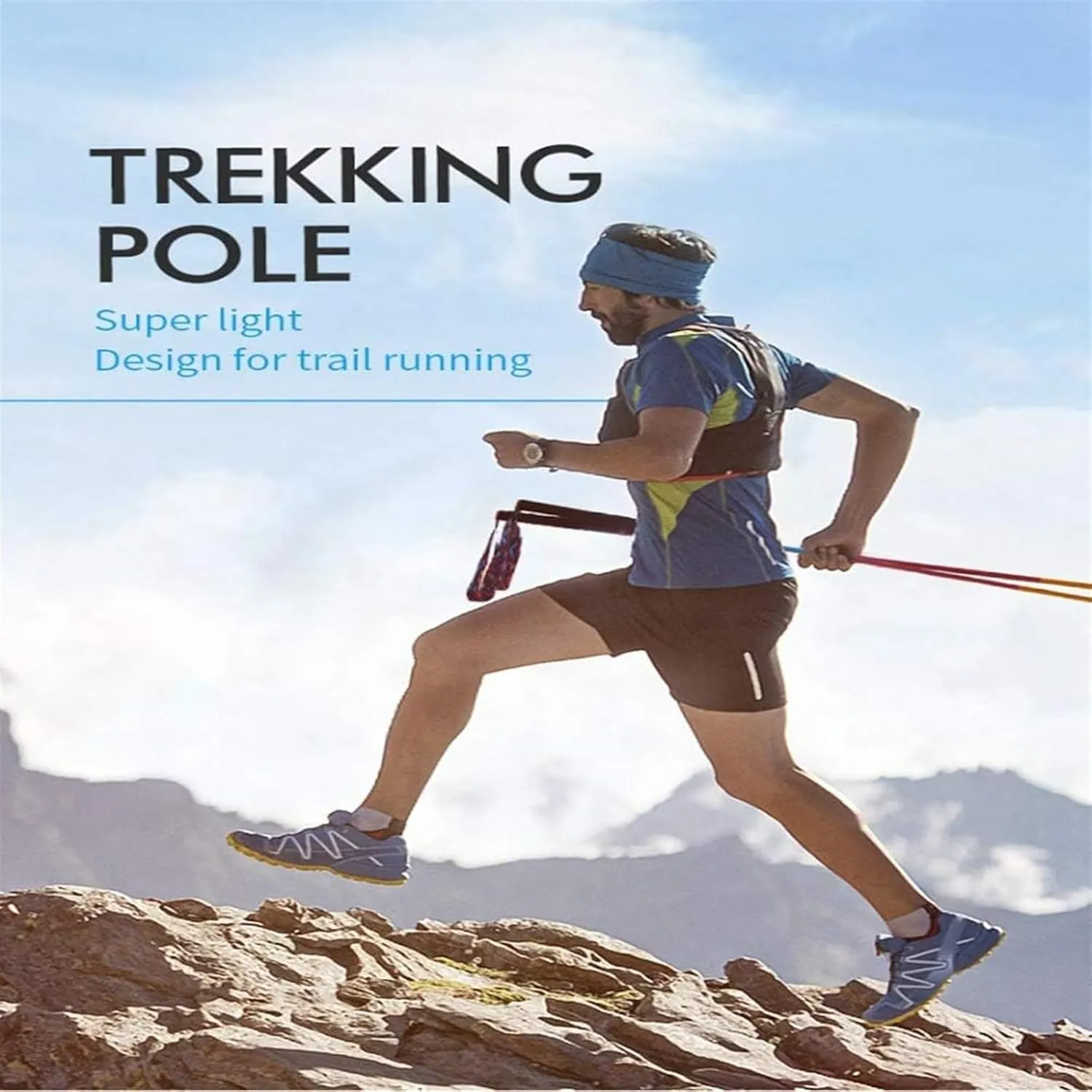 Walking Stick Hiking Poles 2-pc Pack Trekking Poles Adjustable Length Walking Sticks Ultralightwith for Camping Mountaining Hiking Gear Trekking Poles