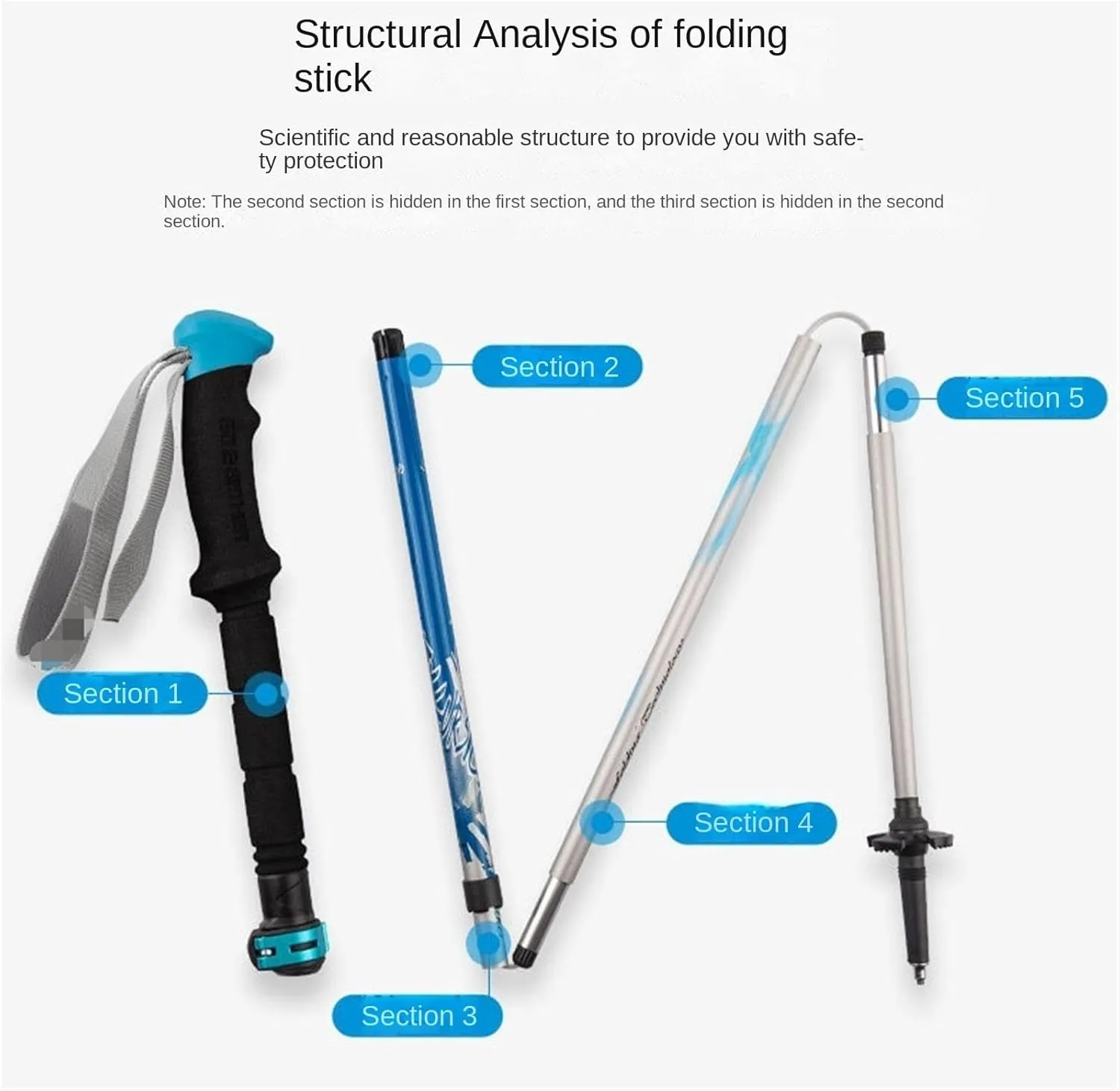 Walking Stick Hiking Poles Aluminum Alloy Trekking Poles Lightweight Strong Hiking Pole for Camping Mountaining Hiking Gear Trekking Poles