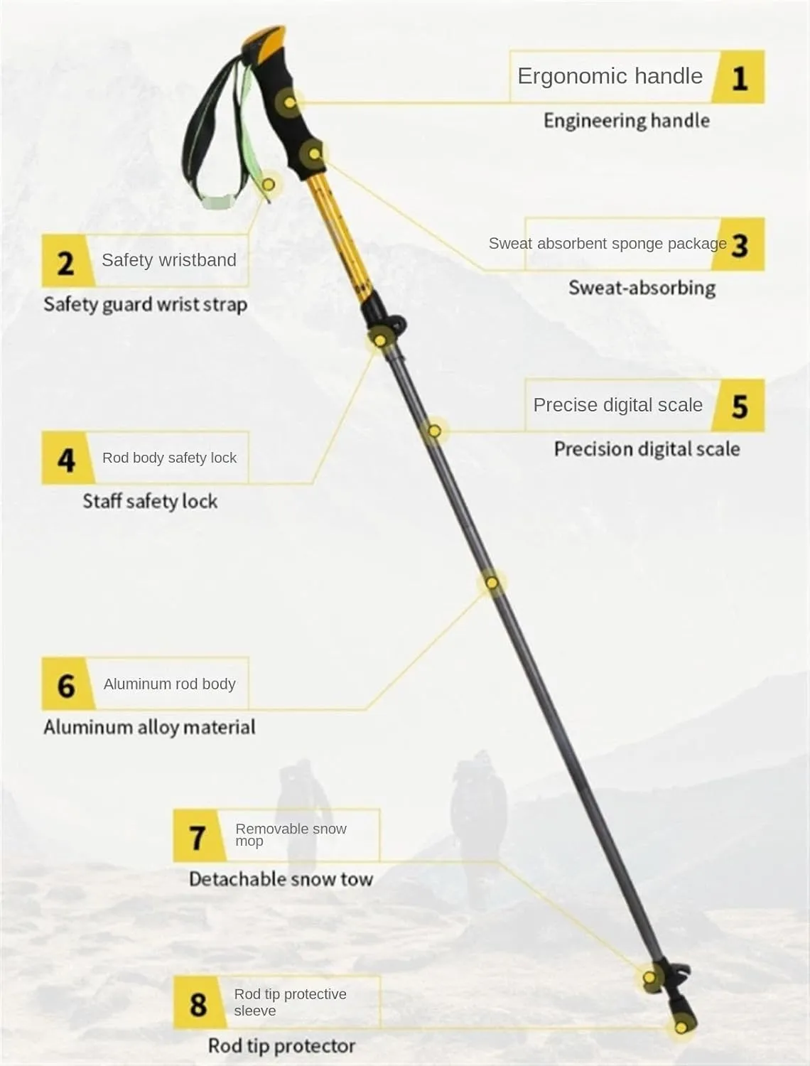 Walking Stick Hiking Poles Lightweight Hiking Poles Folding Trekking Pole Aluminum Walking Sticks for Camping Hiking Gear Trekking Poles