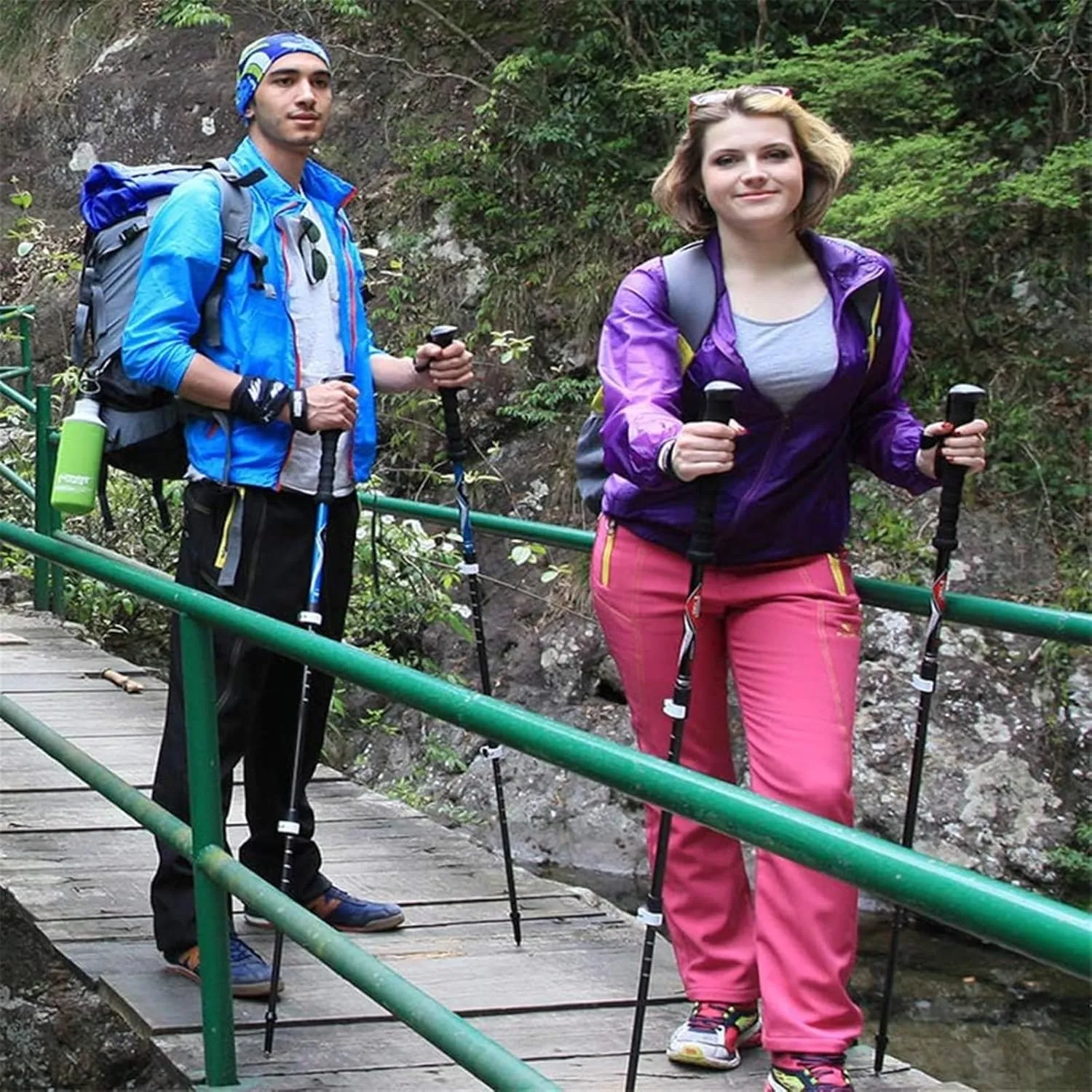 Walking Stick Hiking Poles Trekking Poles Adjustable Aluminum Alloy Hiking Walking Sticks Lightweight with EVA Foam Handle Hiking Gear Trekking Poles