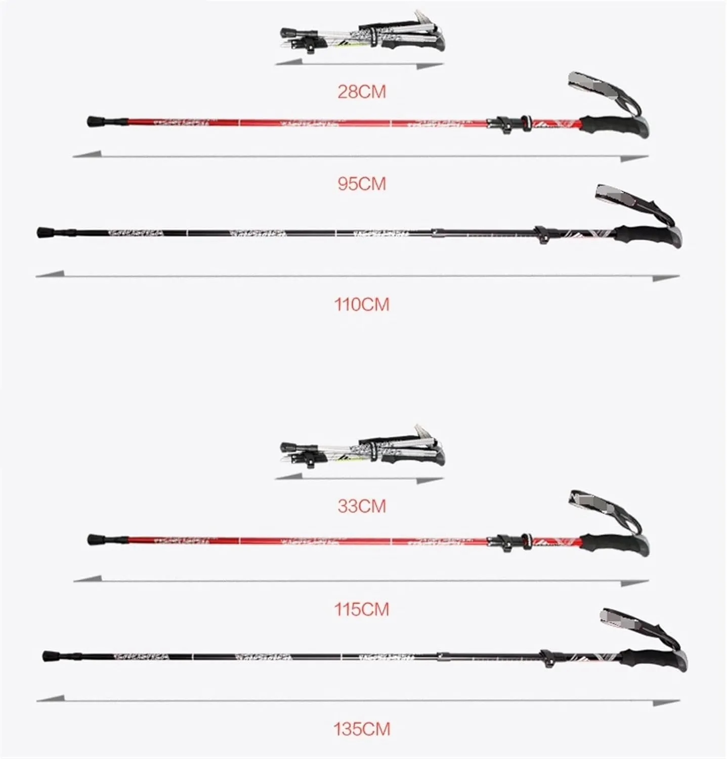 Walking Stick Hiking Poles Trekking Poles Adjustable Aluminum Alloy Hiking Walking Sticks Lightweight with EVA Foam Handle Hiking Gear Trekking Poles