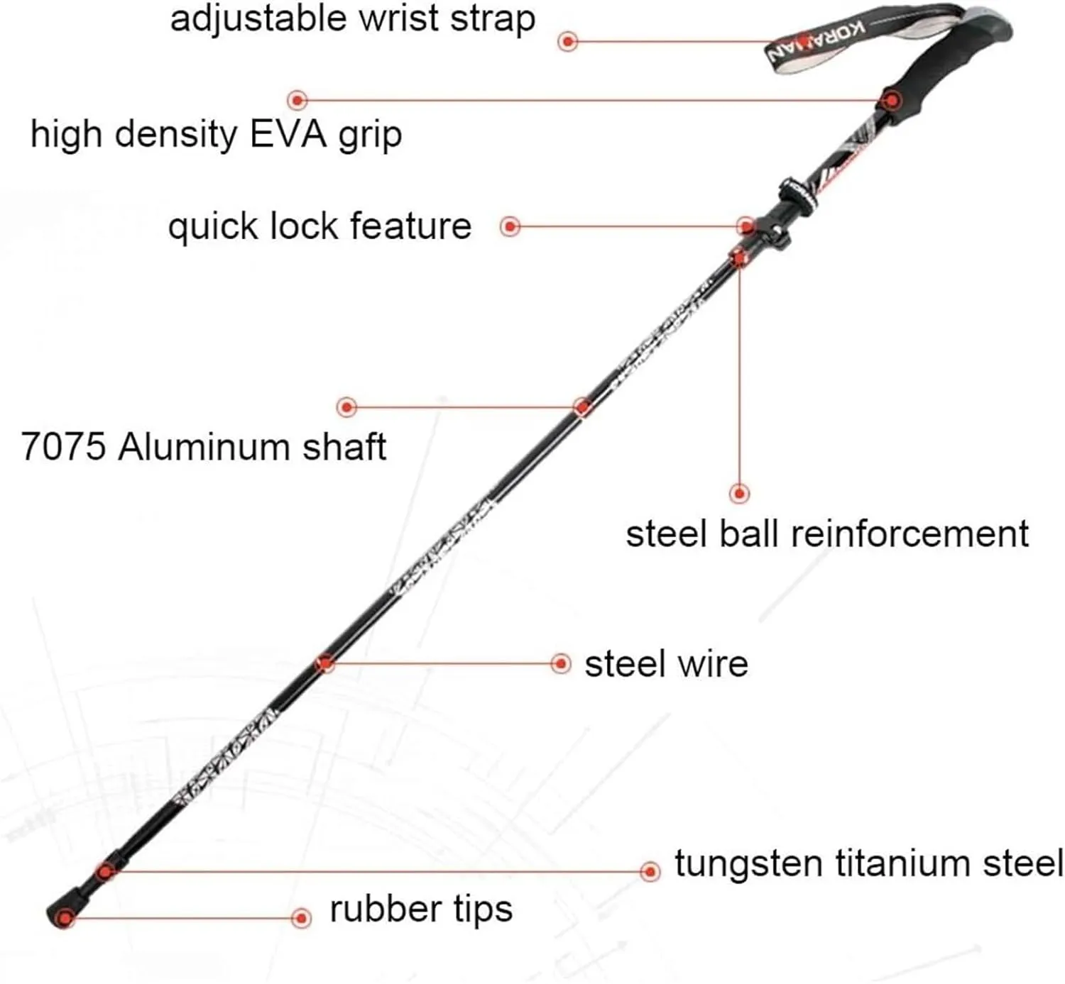 Walking Stick Hiking Poles Trekking Poles Adjustable Aluminum Alloy Hiking Walking Sticks Lightweight with EVA Foam Handle Hiking Gear Trekking Poles