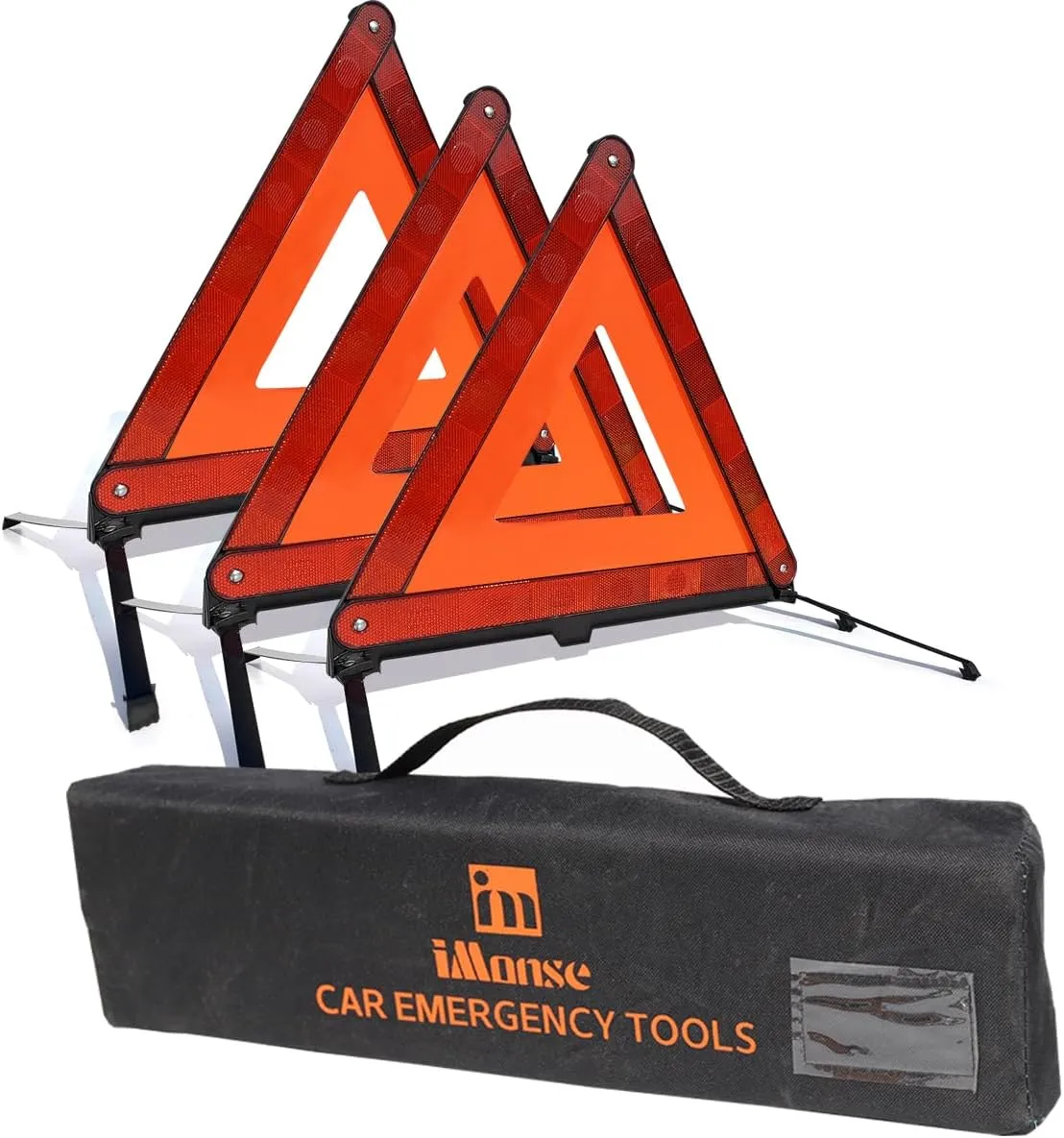 Warning Safety Triangle Kit, Emergency Roadside Warning Reflective Triangle, Foldable with Storage Case for Roadside Breakdowns Emergenc 3 Pack