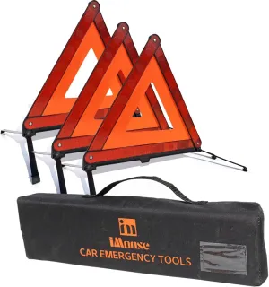 Warning Safety Triangle Kit, Emergency Roadside Warning Reflective Triangle, Foldable with Storage Case for Roadside Breakdowns Emergenc 3 Pack