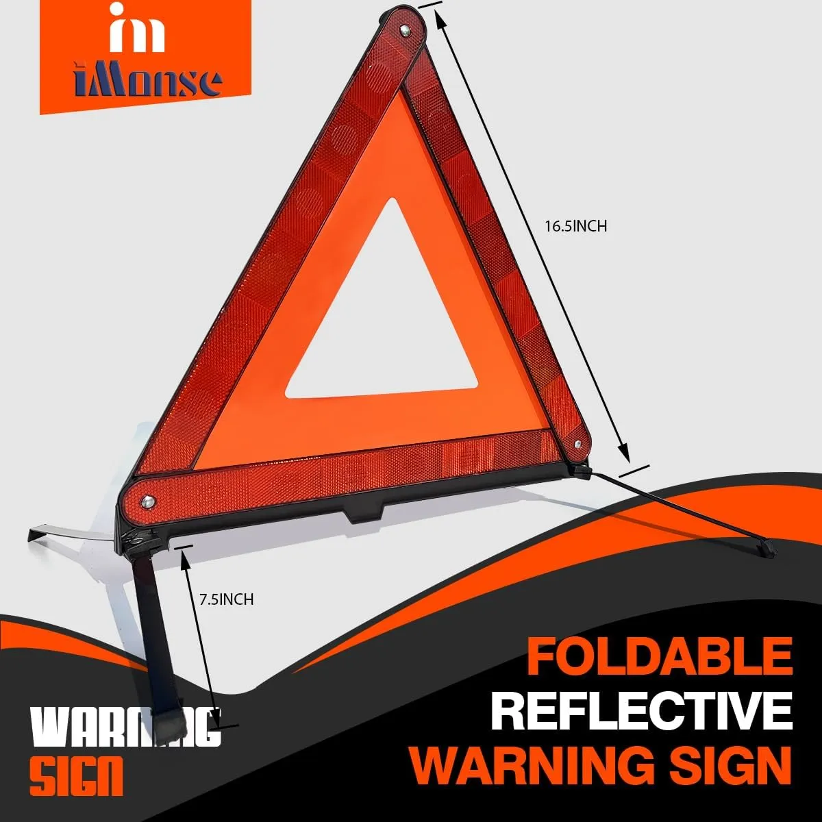 Warning Safety Triangle Kit, Emergency Roadside Warning Reflective Triangle, Foldable with Storage Case for Roadside Breakdowns Emergenc 3 Pack