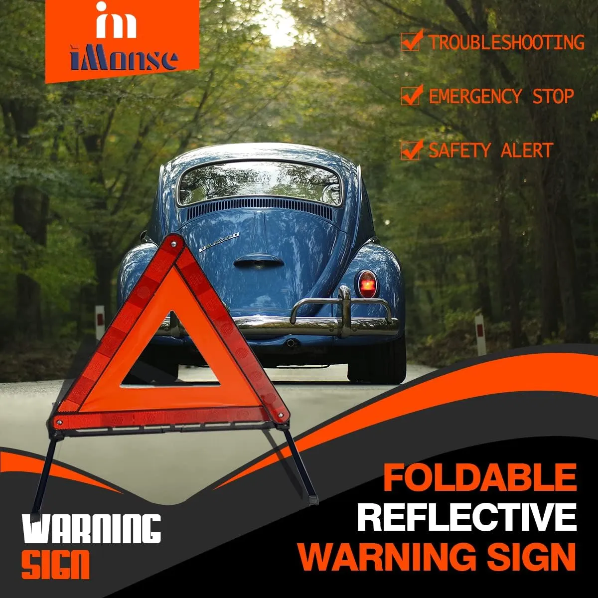 Warning Safety Triangle Kit, Emergency Roadside Warning Reflective Triangle, Foldable with Storage Case for Roadside Breakdowns Emergenc 3 Pack